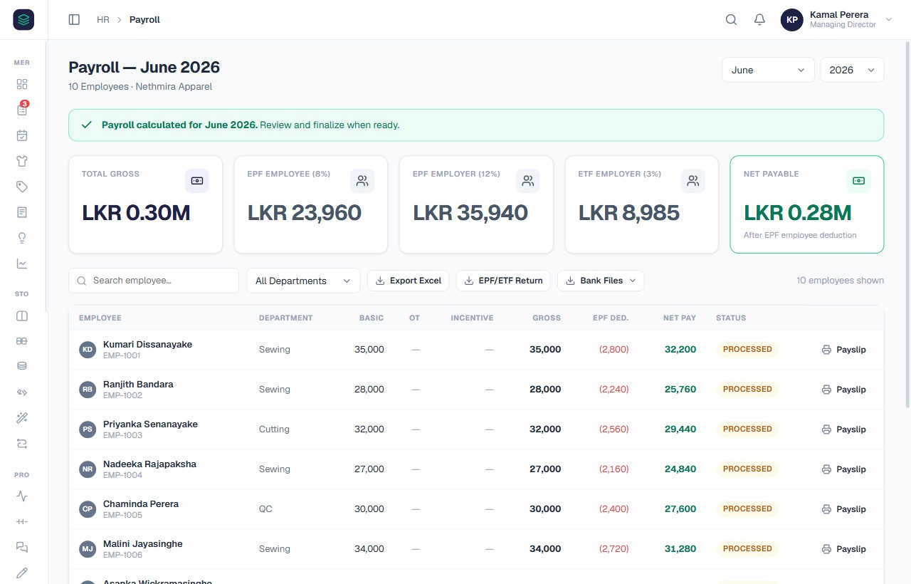 Payroll with EPF/ETF